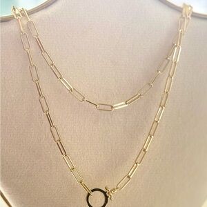 Gold-Tone Paperclip Chain Necklace w/ Toggle Clasp
